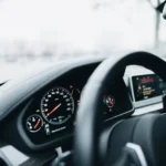 Modern car dashboard speedometer