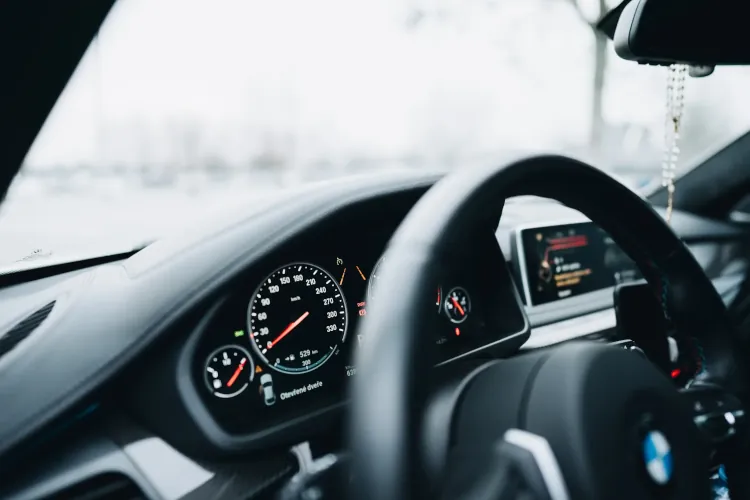 Modern car dashboard speedometer